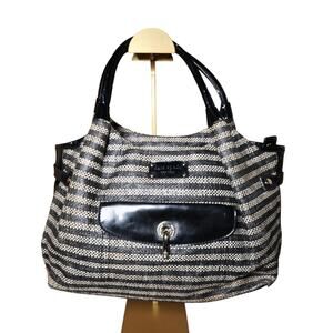 Kate Spade NY Stevie Shoulder Bag Woven Stripe Patent Leather REFURBISHED